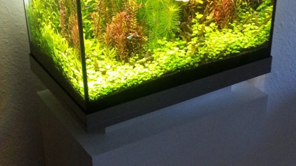 Mit selbstgebauten Unterschrank.